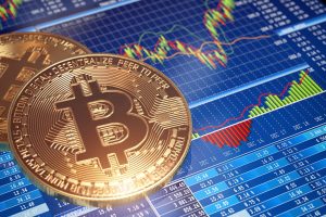 Bitcoin coin above trading graph crypto market Bitcoin Supply